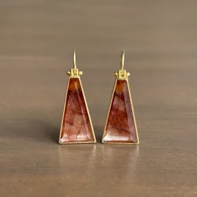 Coppery Rutilated Quartz Trapezoid Earrings