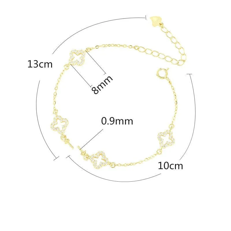 Crystals Flower Cross Pin Chain Bracelet Setting Sterling Silver Gold Fine 925 8-12mm For One Pearl Bead Bulk Tray DIY Jewelry Wholesale