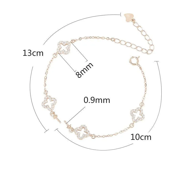 Crystals Flower Cross Pin Chain Bracelet Setting Sterling Silver Gold Fine 925 8-12mm For One Pearl Bead Bulk Tray DIY Jewelry Wholesale