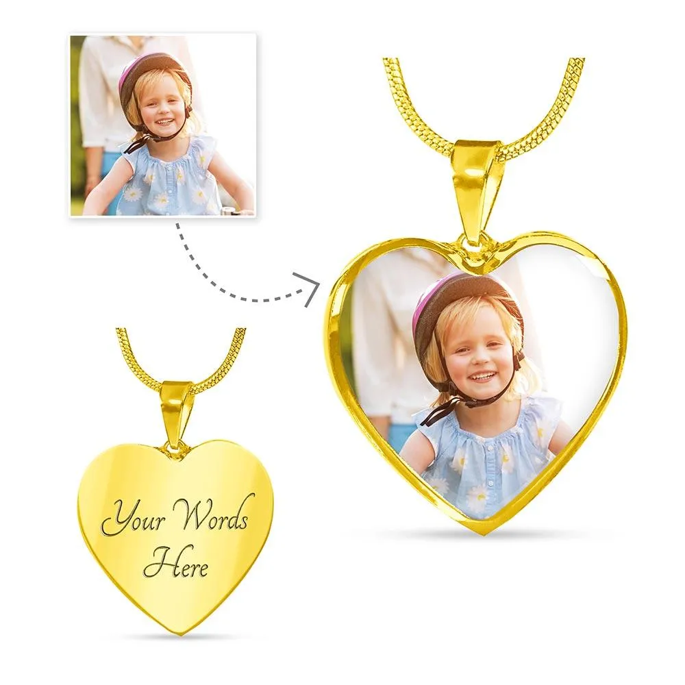 Custom Photo Heart Shaped Necklace Best Gift For Grandparents, Grandma and Great Grandma