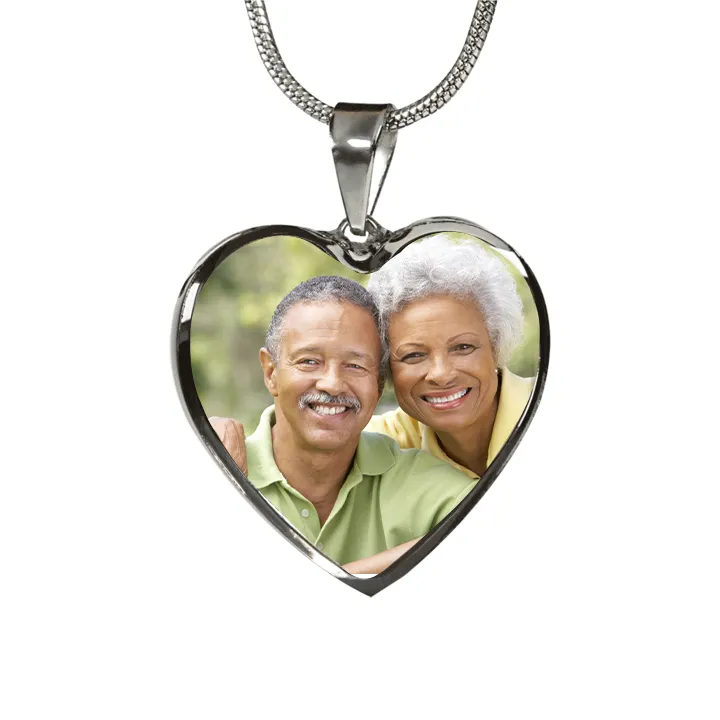 Custom Photo Heart Shaped Necklace Best Gift For Grandparents, Grandma and Great Grandma