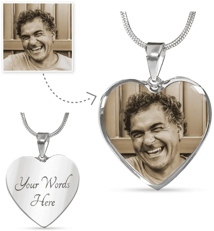 Custom Photo Heart Shaped Necklace Best Gift For Grandparents, Grandma and Great Grandma