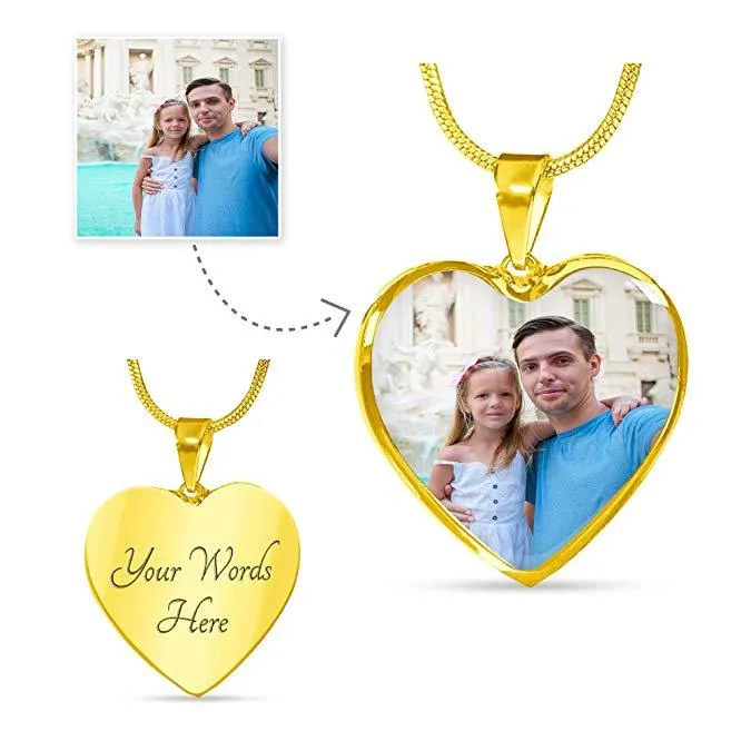 Custom Photo Heart Shaped Necklace Best Gift For Grandparents, Grandma and Great Grandma