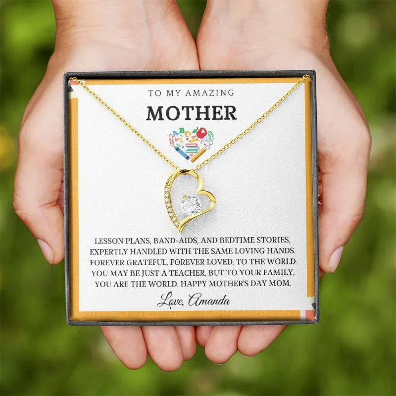 Customized Gift For School Teacher Mom Forever Necklace