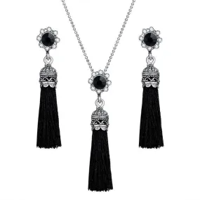 Dangling Tassels Necklace and Earrings Set