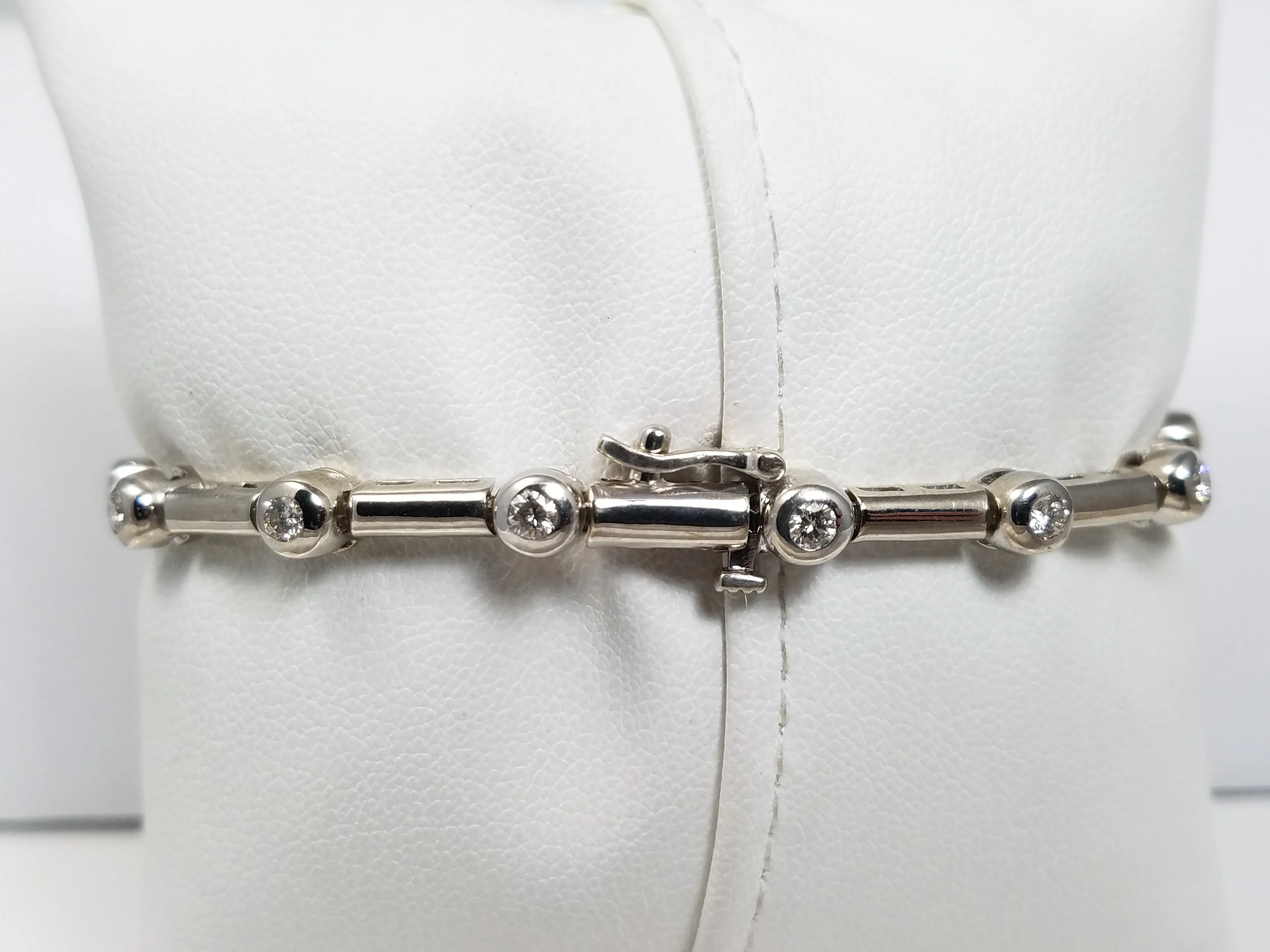 Dazzling 7" 14k White Gold Natural Diamond Custom Bracelet