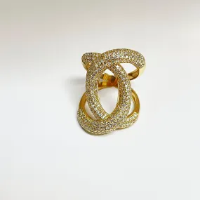 Diamond Crossover Ring Yellow Gold