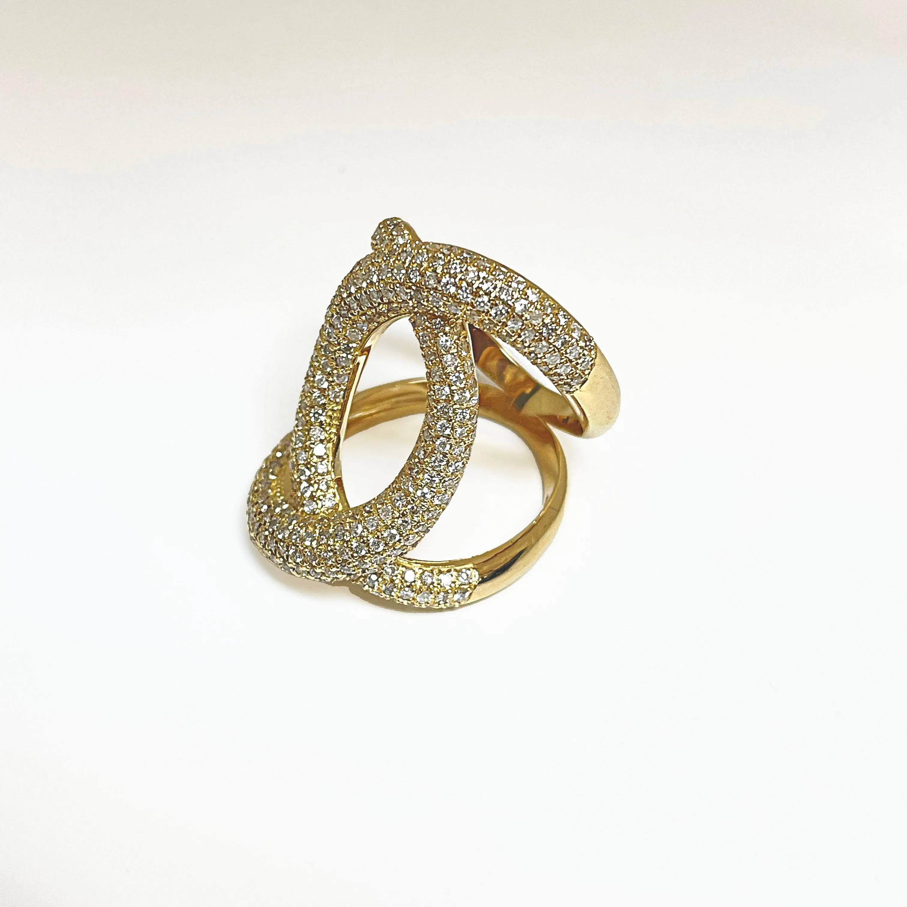 Diamond Crossover Ring Yellow Gold