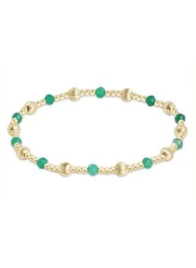 Dignity Sincerity Pattern 4mm Bead Bracelet - Green Onyx