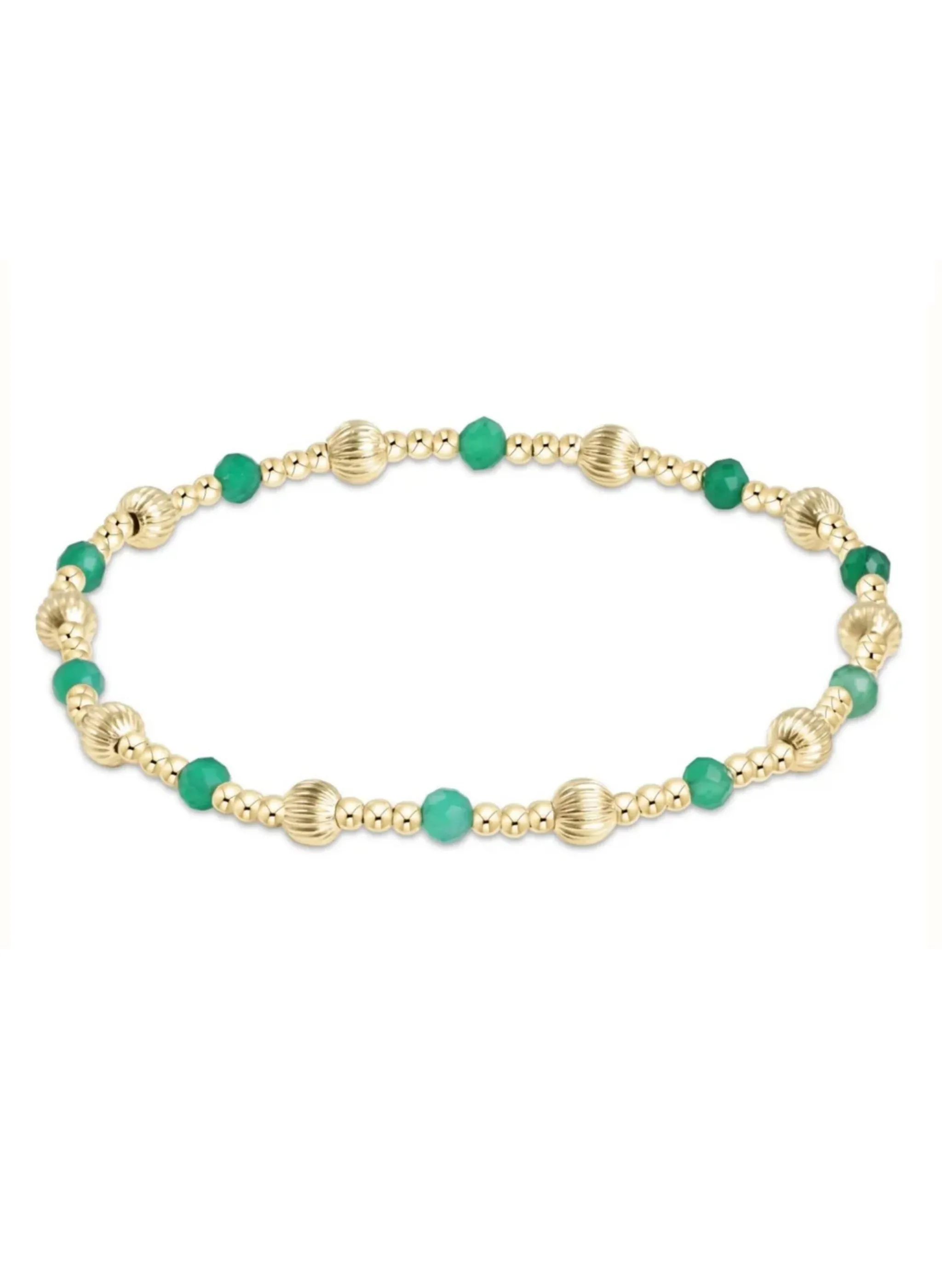 Dignity Sincerity Pattern 4mm Bead Bracelet - Green Onyx