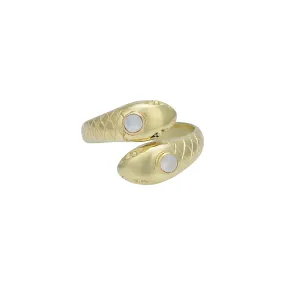 Double Headed Serpent 14K Gold Vermeil Ring