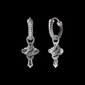 Double Snake Cross Earrings