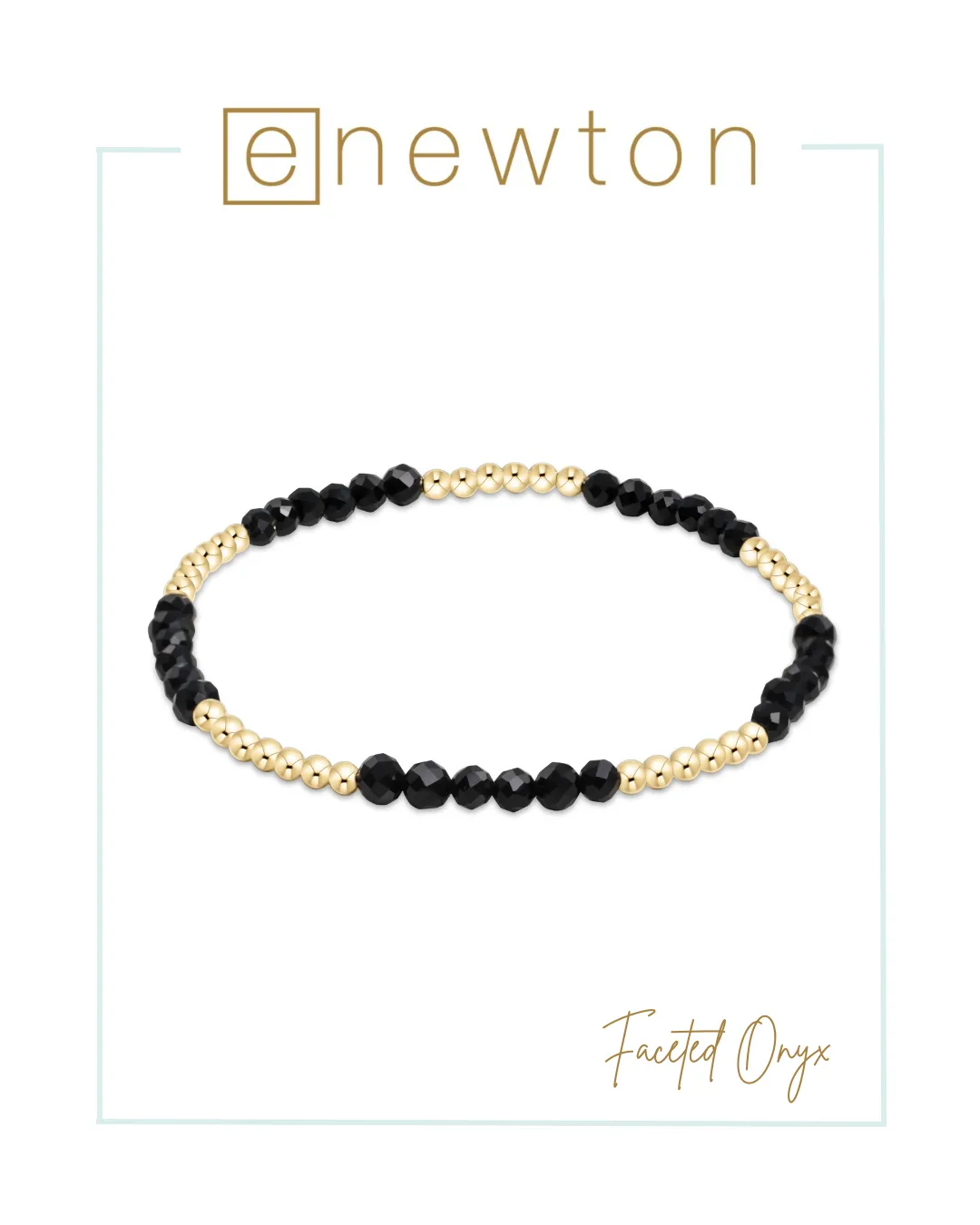 E Newton Blissful Pattern 2.5mm Bead Bracelet - Faceted Onyx