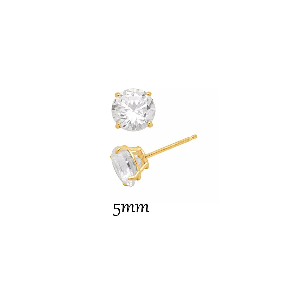 Earlobe Piercing Cartilage Stud Womens Girls 4mm 5mm 10k Yellow Gold Perfect Gifts Fashion