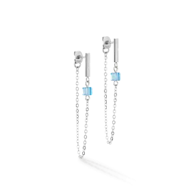 Earrings Mini Cubes & Chain silver-blue