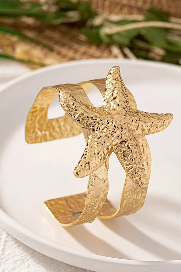 Elegant Alloy Starfish Open Bracelet