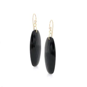 Elliptical Chalcedony (Onyx) Drop Earrings