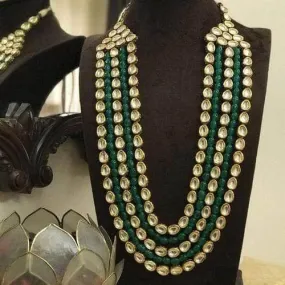 Emerald And Kundan Layered Long Necklace