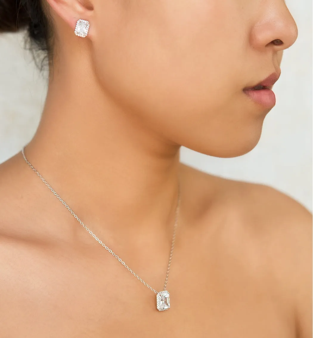 Emerald Cut Earring and Necklace Set