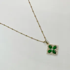 Emerald Pavé Clover Necklace