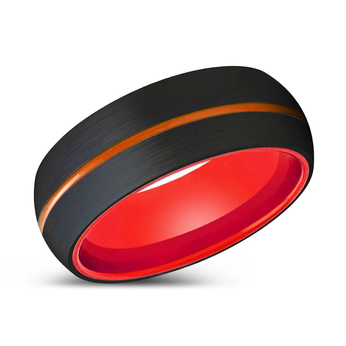 ENFORCER | Red Ring, Black Tungsten Ring, Orange Groove, Domed