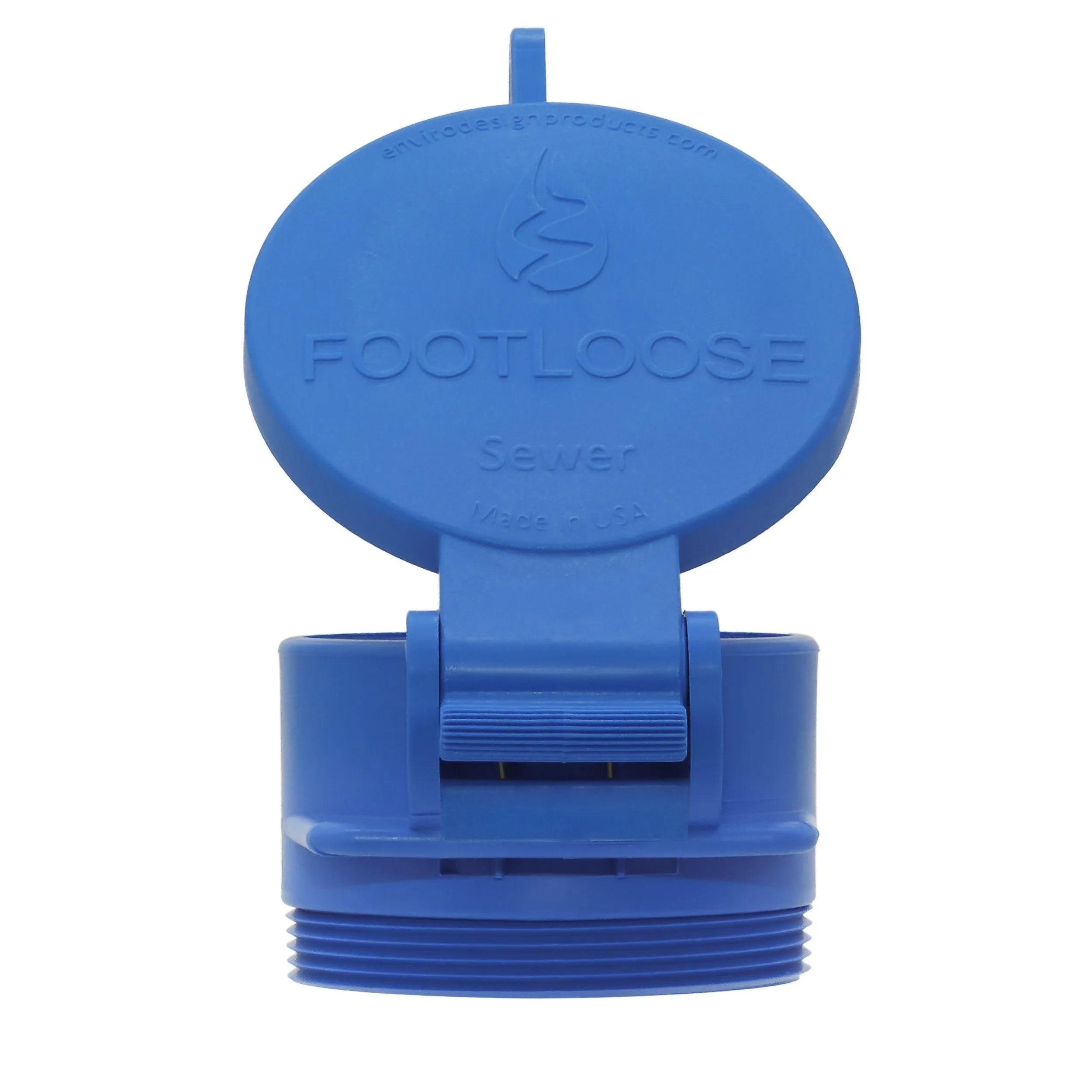 Enviro Design Products: FootLoose RV Site Sewer Cap, 4" Blue Male