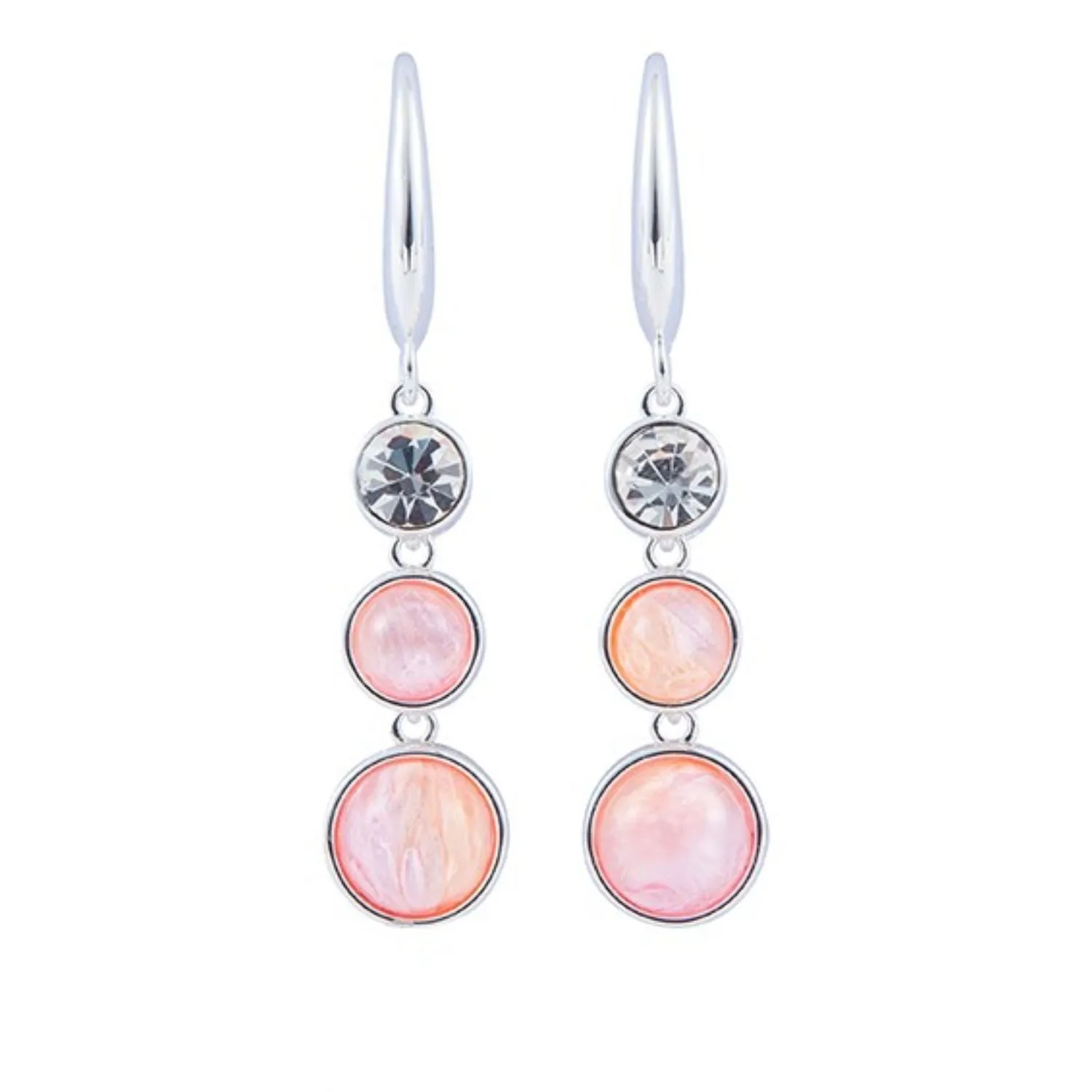 Equilibrium Silver Plated Pink Candy Graduated Circles Drop Earrings