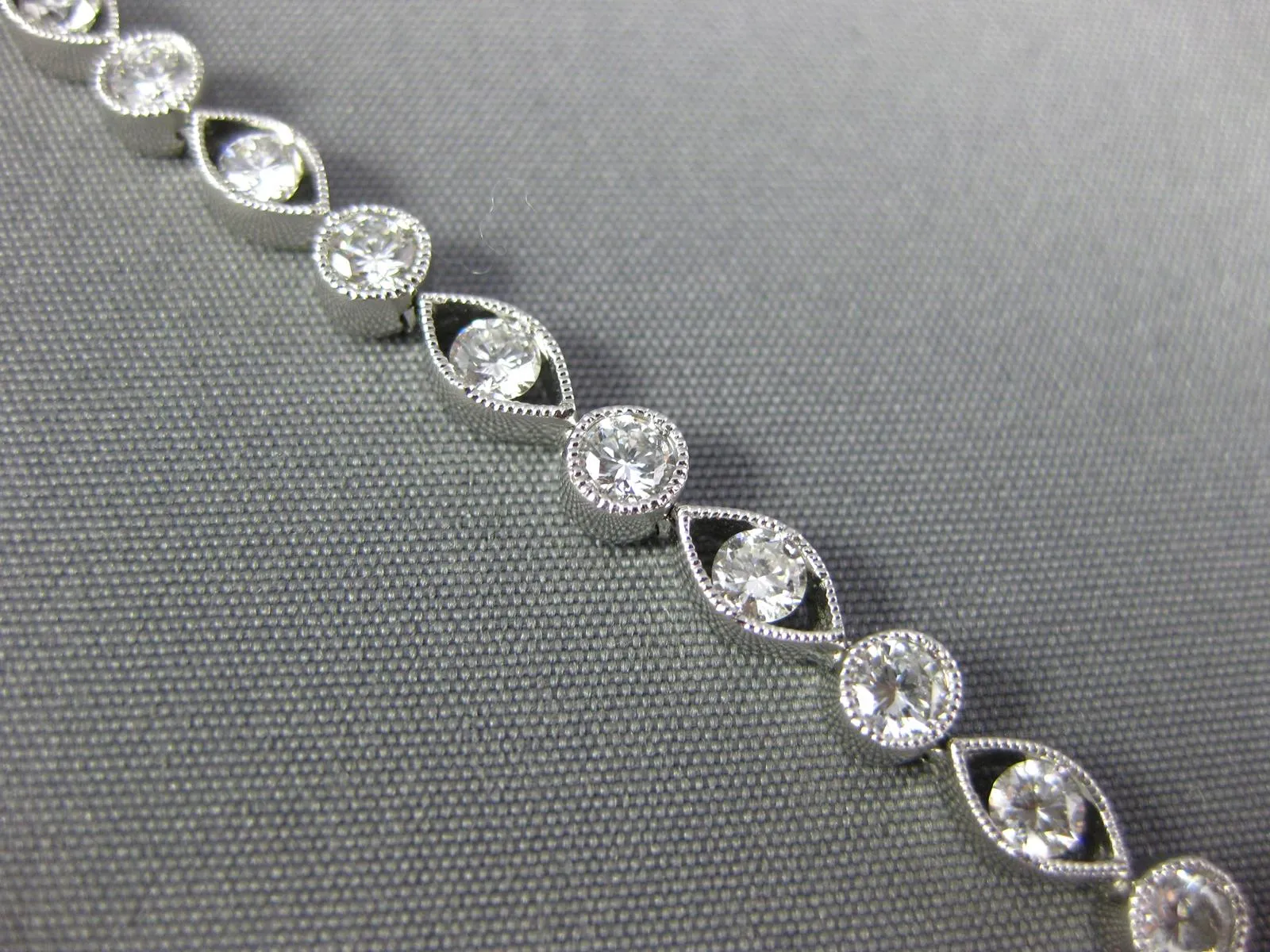 ESTATE 2.83CT DIAMOND 18KT WHITE GOLD 3D ROUND & MARQUISE ETOILE TENNIS BRACELET