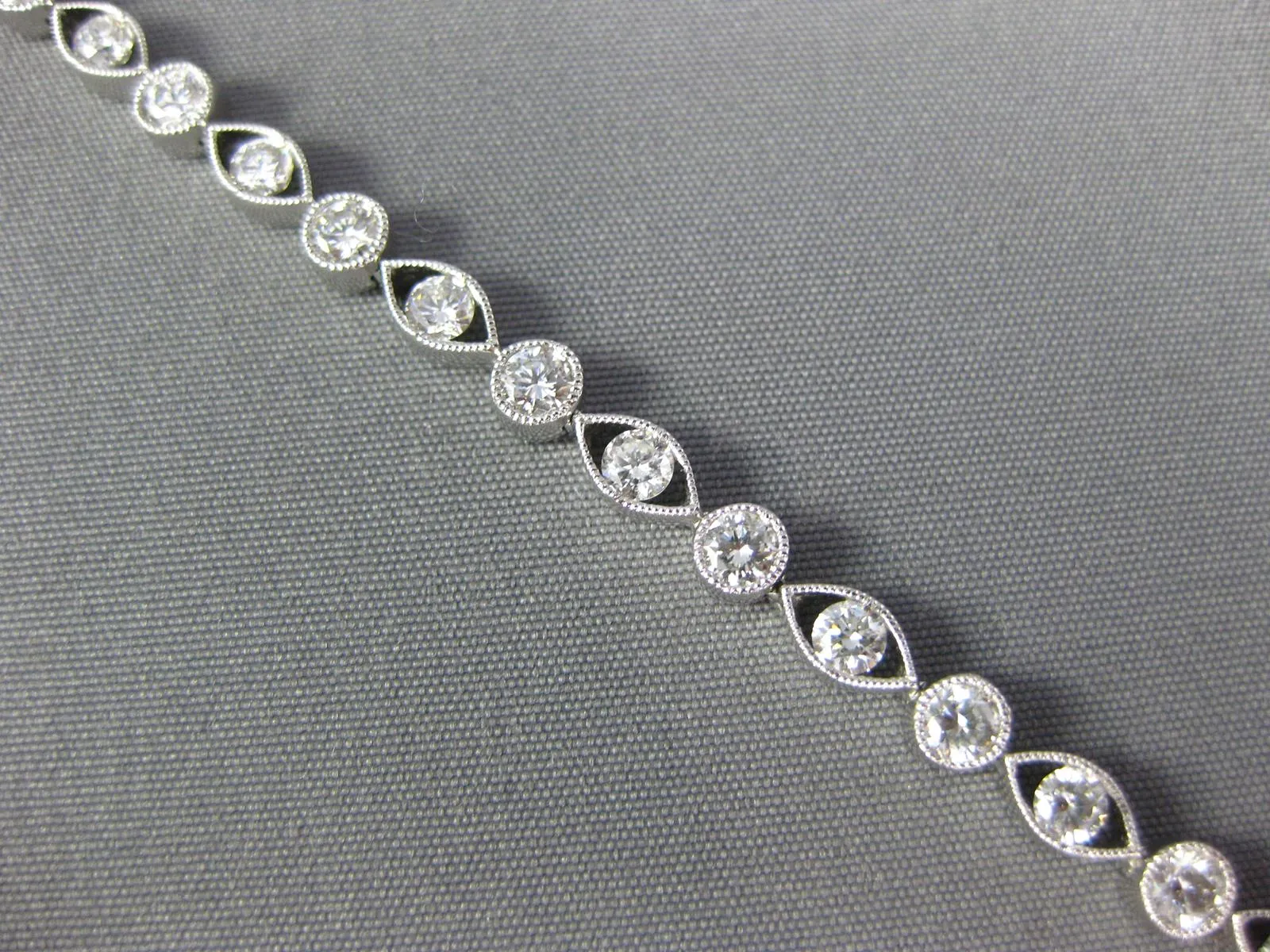 ESTATE 2.83CT DIAMOND 18KT WHITE GOLD 3D ROUND & MARQUISE ETOILE TENNIS BRACELET