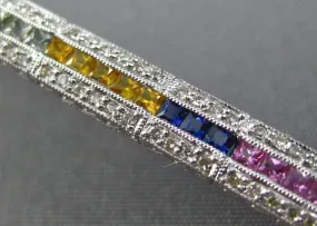 ESTATE 5.04CT DIAMOND & AAA MULTI COLOR SAPPHIRE 14KT WHITE GOLD TENNIS BRACELET