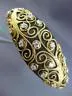 ESTATE LARGE 1.02CT DIAMOND 14KT YELLOW & BLACK GOLD 3D FILIGREE BANGLE BRACELET