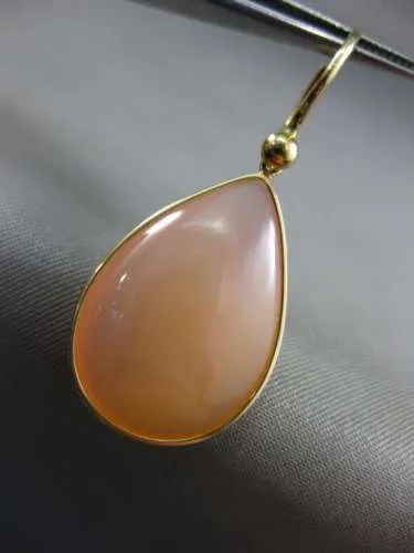 ESTATE LARGE AAA PINK QUARTZ 14KT YELLOW GOLD CLASSIC TEAR DROP HANGING EARRINGS