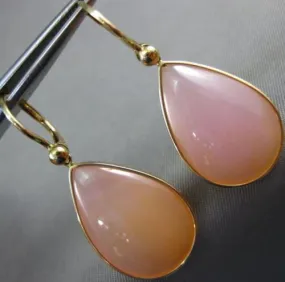 ESTATE LARGE AAA PINK QUARTZ 14KT YELLOW GOLD CLASSIC TEAR DROP HANGING EARRINGS