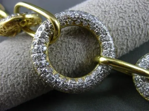 ESTATE LONG 2.20CT DIAMOND 18KT TWO TONE GOLD 3D CIRCLE OF LIFE TOGGLE BRACELET