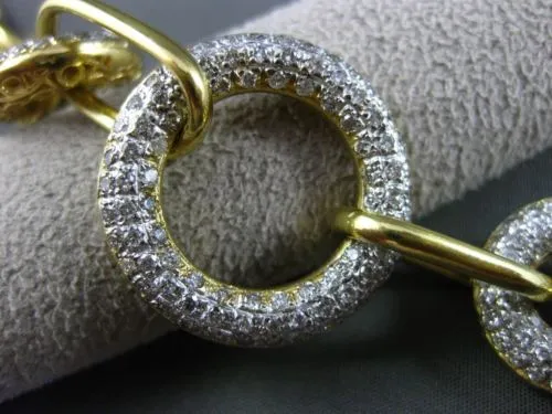 ESTATE LONG 2.20CT DIAMOND 18KT TWO TONE GOLD 3D CIRCLE OF LIFE TOGGLE BRACELET