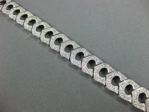 ESTATE WIDE 2.81CT DIAMOND 18K WHITE GOLD 3D FILIGREE OPEN LINK TENNIS  BRACELET