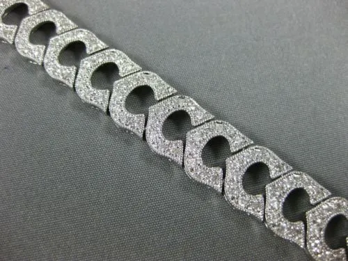 ESTATE WIDE 2.81CT DIAMOND 18K WHITE GOLD 3D FILIGREE OPEN LINK TENNIS  BRACELET