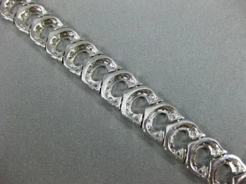 ESTATE WIDE 2.81CT DIAMOND 18K WHITE GOLD 3D FILIGREE OPEN LINK TENNIS  BRACELET