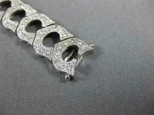 ESTATE WIDE 2.81CT DIAMOND 18K WHITE GOLD 3D FILIGREE OPEN LINK TENNIS  BRACELET