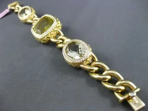 ESTATE WIDE & LONG 46.0CT DIAMOND & AAA YELLOW TOPAZ 14KT YELLOW GOLD BRACELET