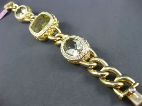 ESTATE WIDE & LONG 46.0CT DIAMOND & AAA YELLOW TOPAZ 14KT YELLOW GOLD BRACELET