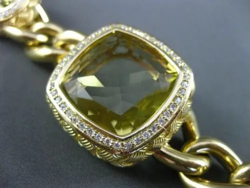 ESTATE WIDE & LONG 46.0CT DIAMOND & AAA YELLOW TOPAZ 14KT YELLOW GOLD BRACELET