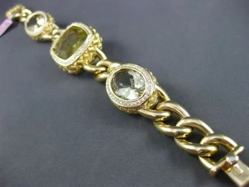 ESTATE WIDE & LONG 46.0CT DIAMOND & AAA YELLOW TOPAZ 14KT YELLOW GOLD BRACELET