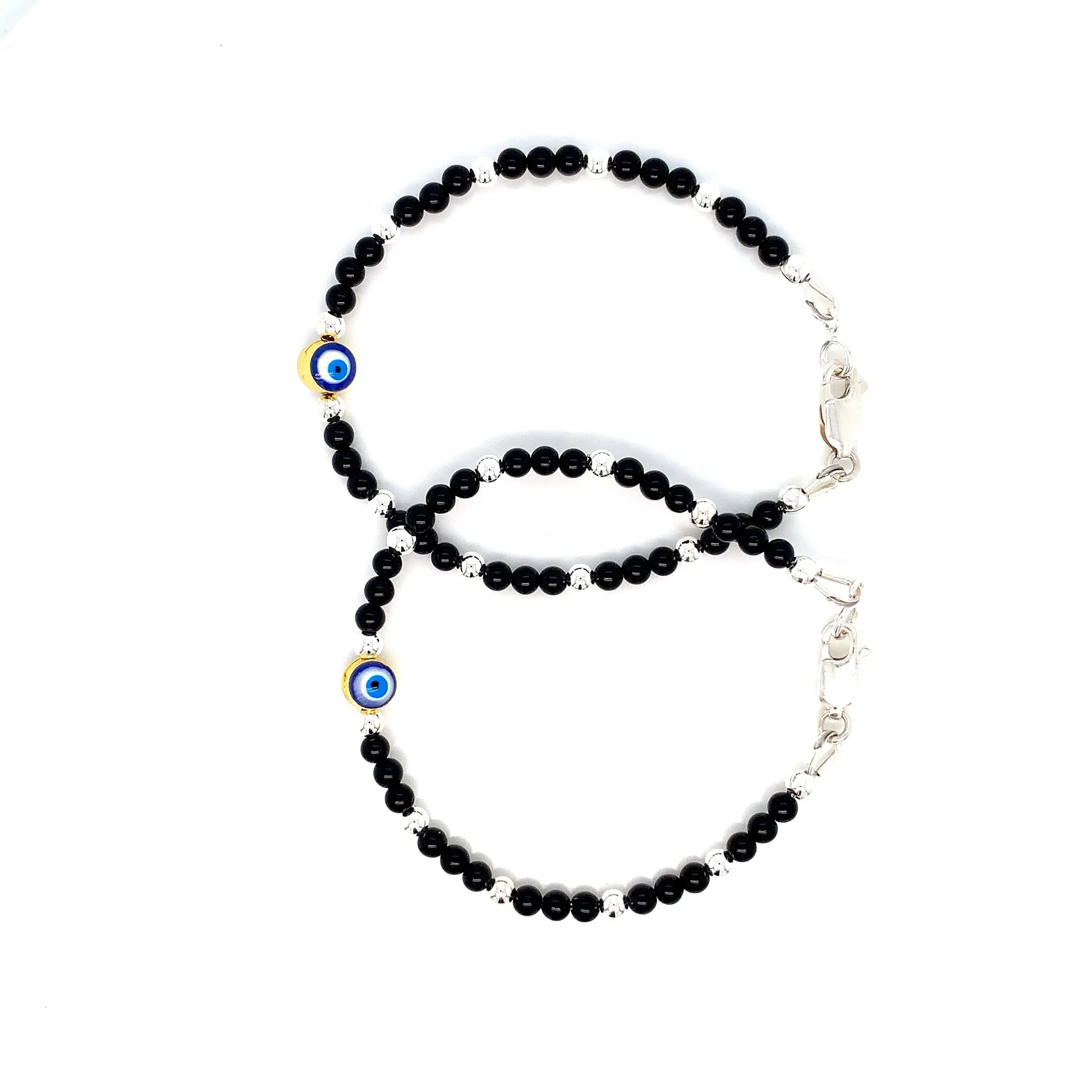 Evil Eye Onyx Sterling Silver Bracelet-1pair