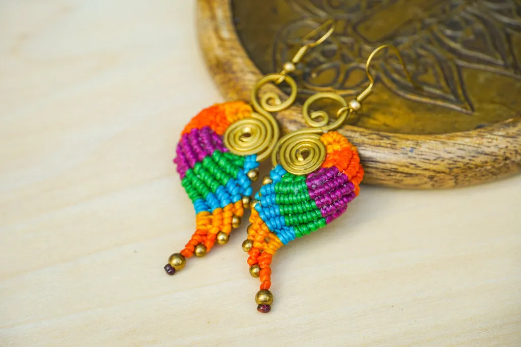 F7713- Micro Macrame Boho Earrings, Handmade Earrings, Hippie Earrings