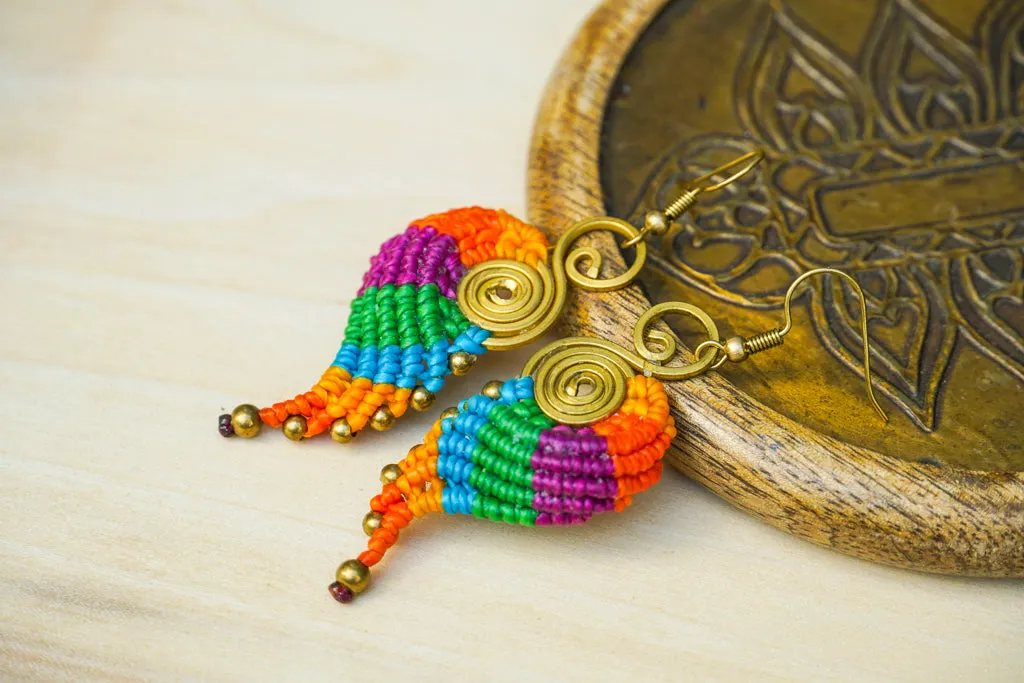 F7713- Micro Macrame Boho Earrings, Handmade Earrings, Hippie Earrings