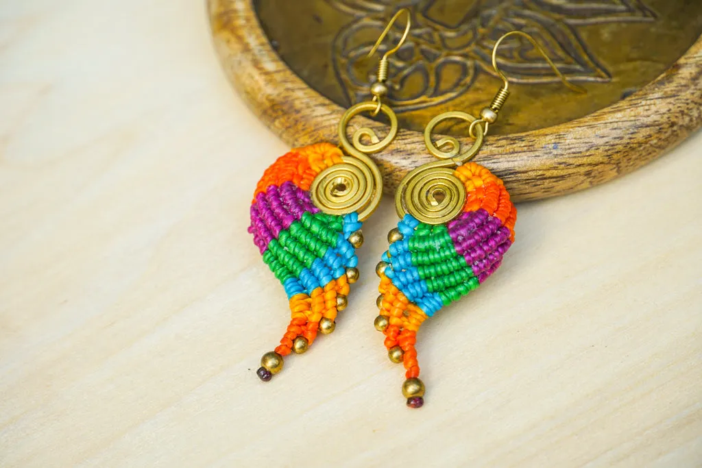 F7713- Micro Macrame Boho Earrings, Handmade Earrings, Hippie Earrings