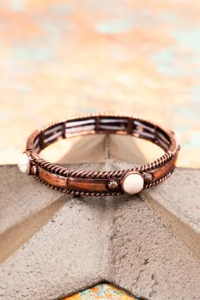 Fairway Howlite and Coppertone Stretch Bracelet