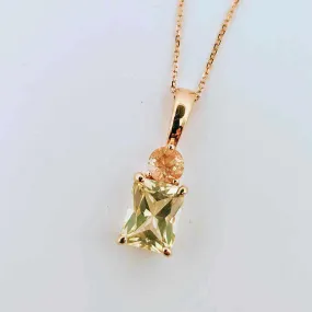 Fancy Gold Pendant with two colors of Oregon Sunstone