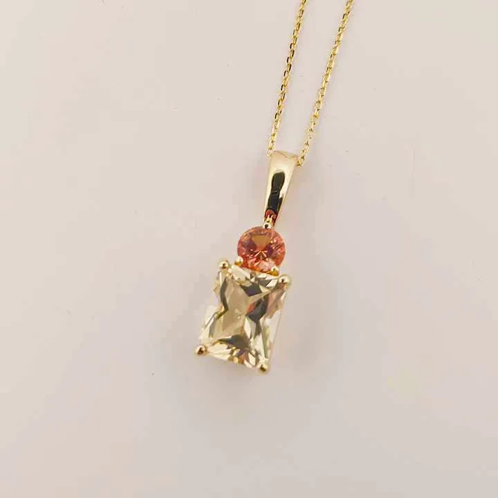 Fancy Gold Pendant with two colors of Oregon Sunstone